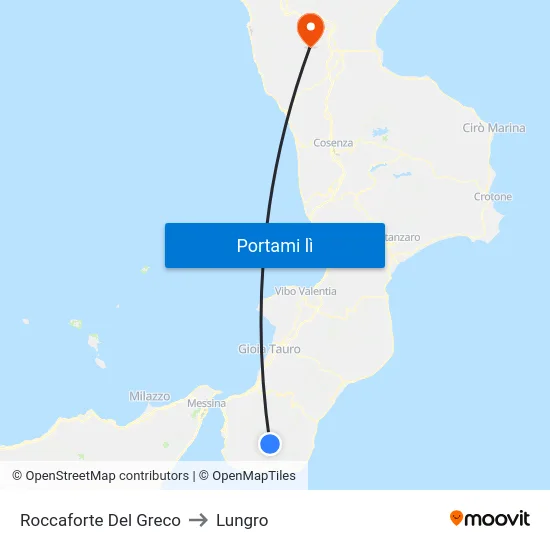 Roccaforte Del Greco to Lungro map