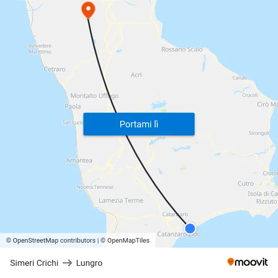 Simeri Crichi to Lungro map