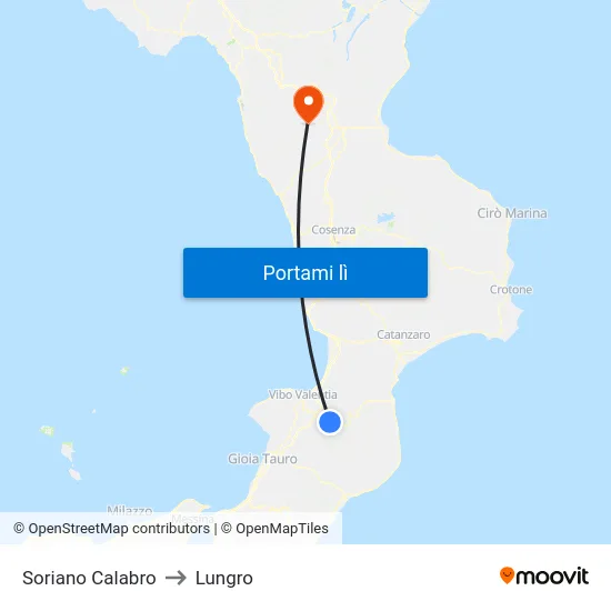 Soriano Calabro to Lungro map
