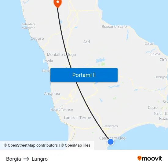 Borgia to Lungro map