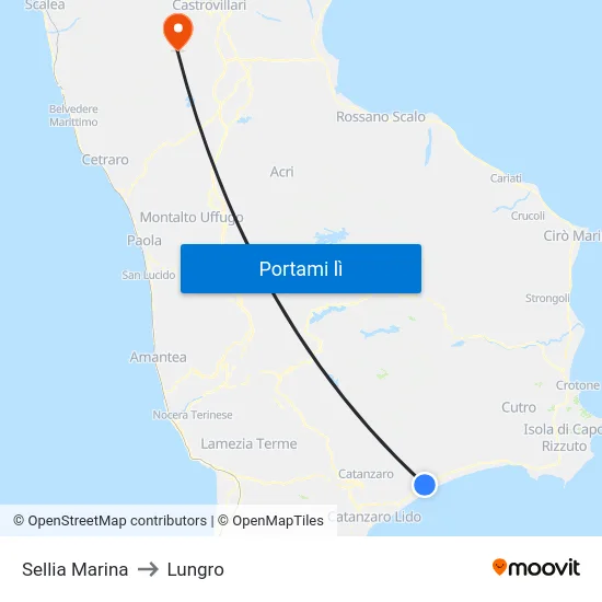 Sellia Marina to Lungro map