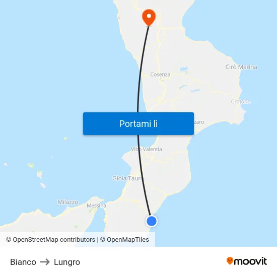 Bianco to Lungro map