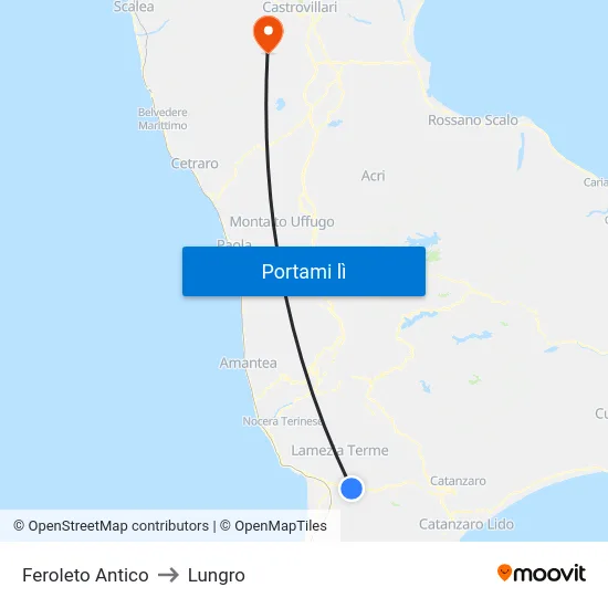 Feroleto Antico to Lungro map