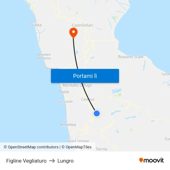 Figline Vegliaturo to Lungro map
