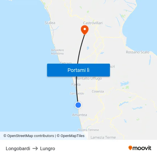 Longobardi to Lungro map