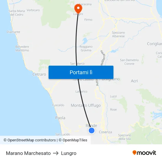 Marano Marchesato to Lungro map