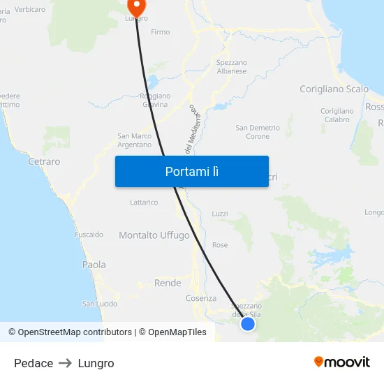 Pedace to Lungro map