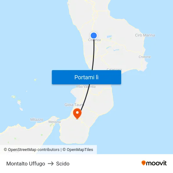 Montalto Uffugo to Scido map