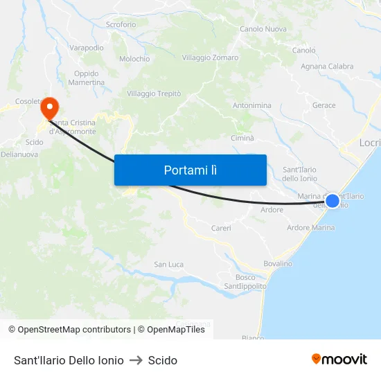Sant'Ilario Dello Ionio to Scido map
