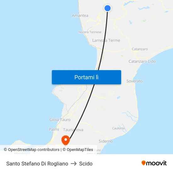 Santo Stefano Di Rogliano to Scido map