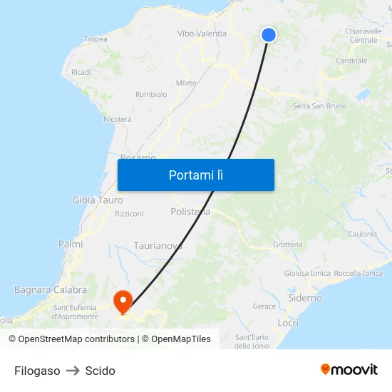 Filogaso to Scido map