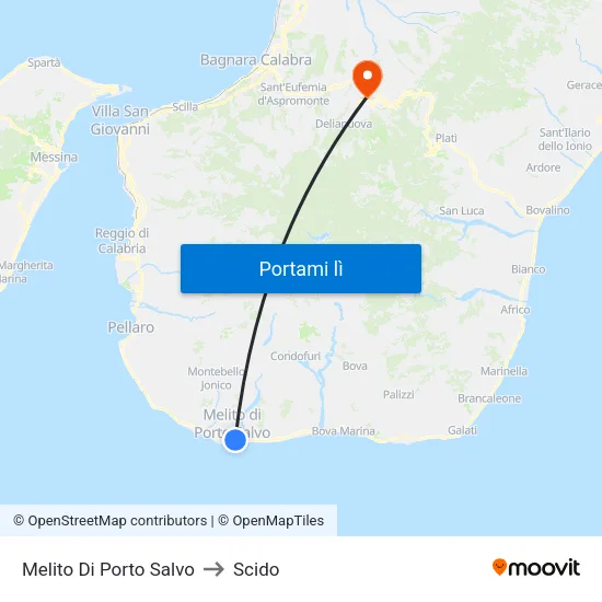 Melito Di Porto Salvo to Scido map