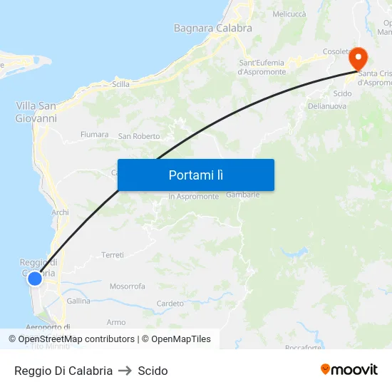 Reggio Di Calabria to Scido map