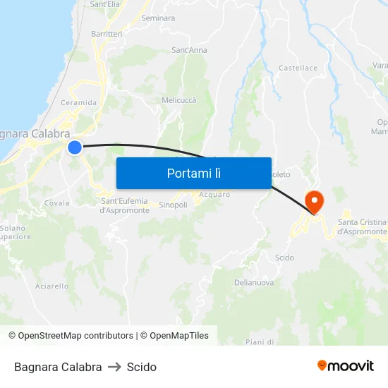 Bagnara Calabra to Scido map
