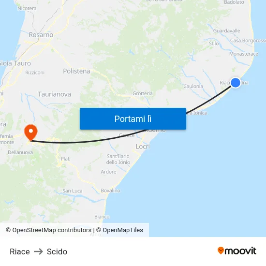 Riace to Scido map
