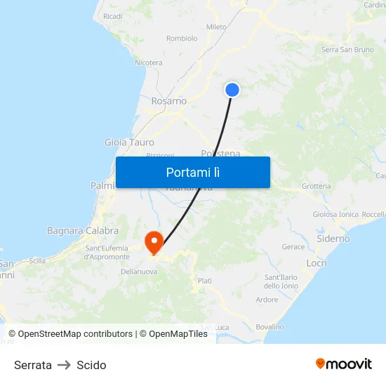 Serrata to Scido map