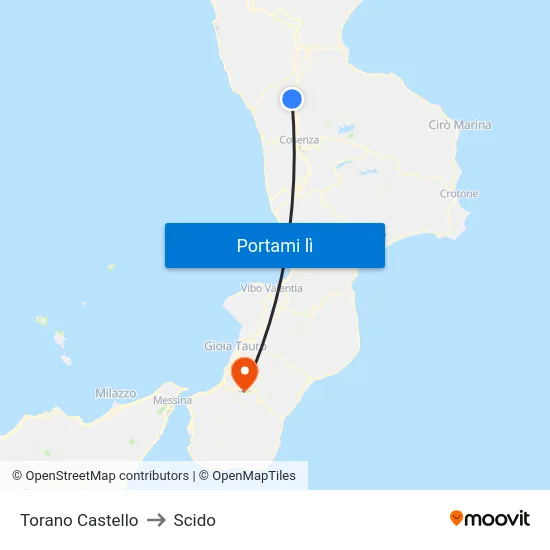 Torano Castello to Scido map