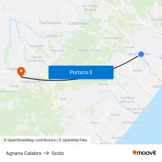 Agnana Calabra to Scido map