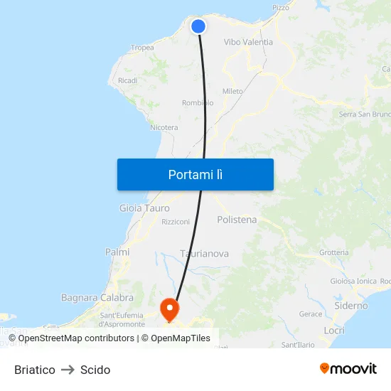 Briatico to Scido map