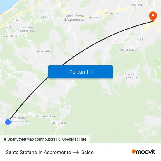 Santo Stefano In Aspromonte to Scido map
