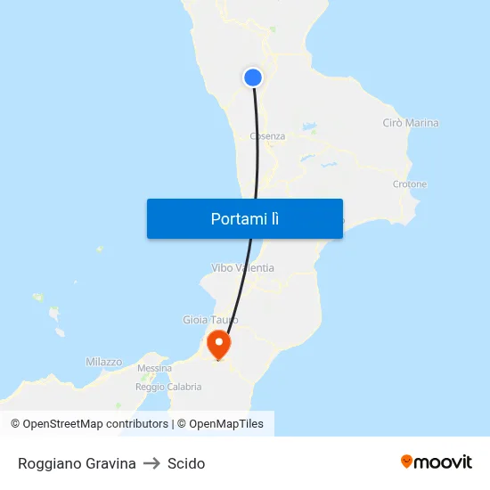 Roggiano Gravina to Scido map