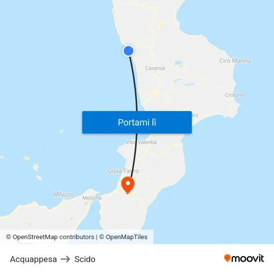 Acquappesa to Scido map