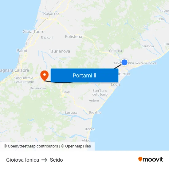 Gioiosa Ionica to Scido map