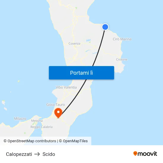 Calopezzati to Scido map