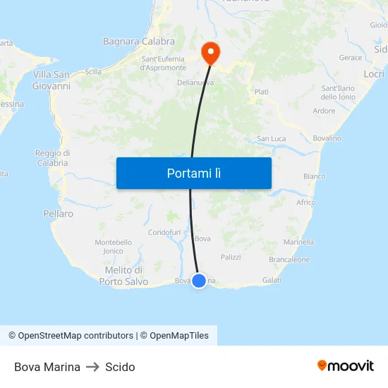 Bova Marina to Scido map