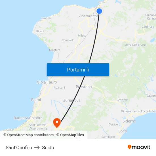 Sant'Onofrio to Scido map