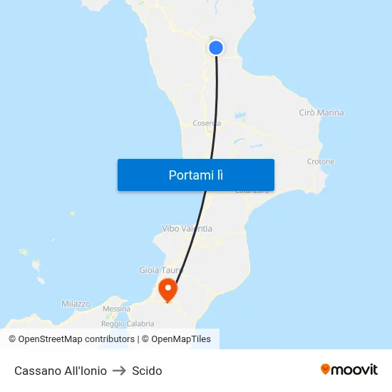 Cassano All'Ionio to Scido map