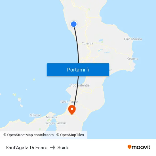 Sant'Agata Di Esaro to Scido map