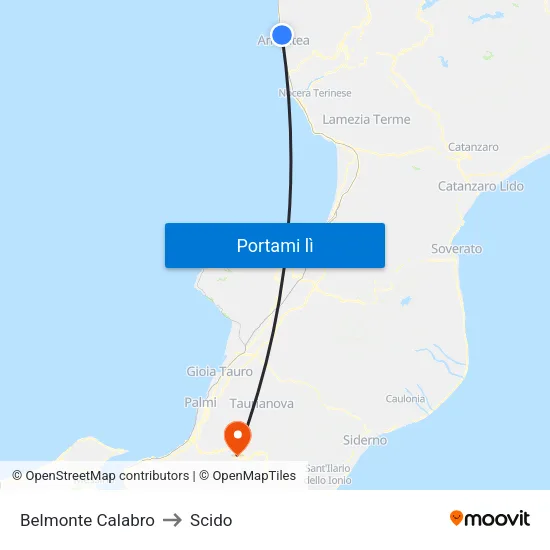 Belmonte Calabro to Scido map