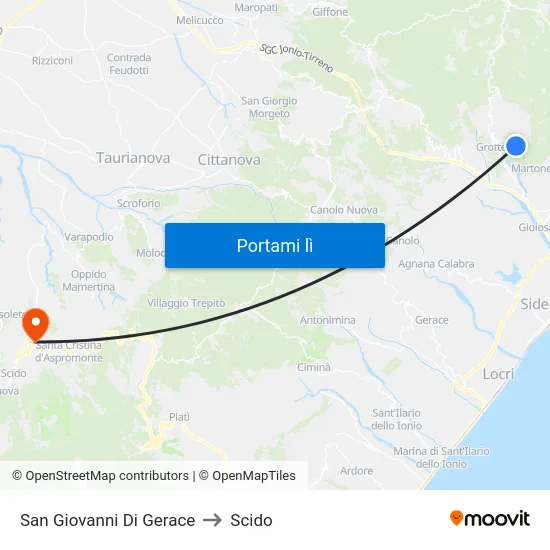 San Giovanni Di Gerace to Scido map
