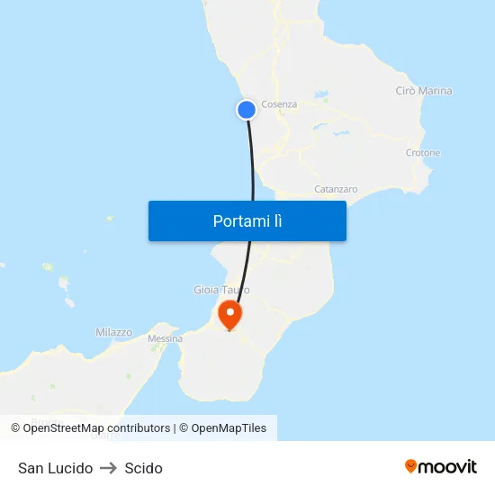 San Lucido to Scido map