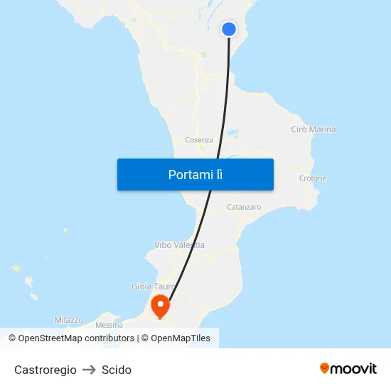 Castroregio to Scido map
