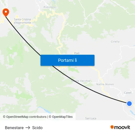 Benestare to Scido map