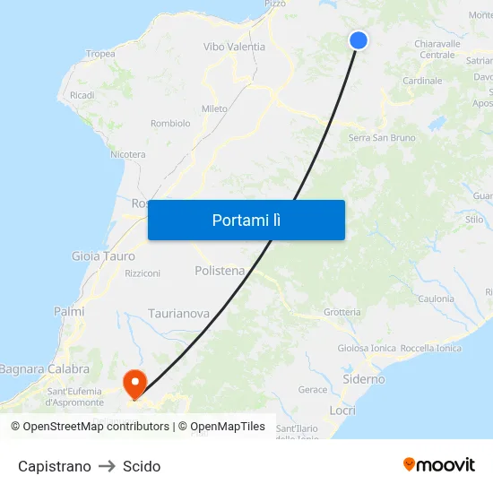 Capistrano to Scido map