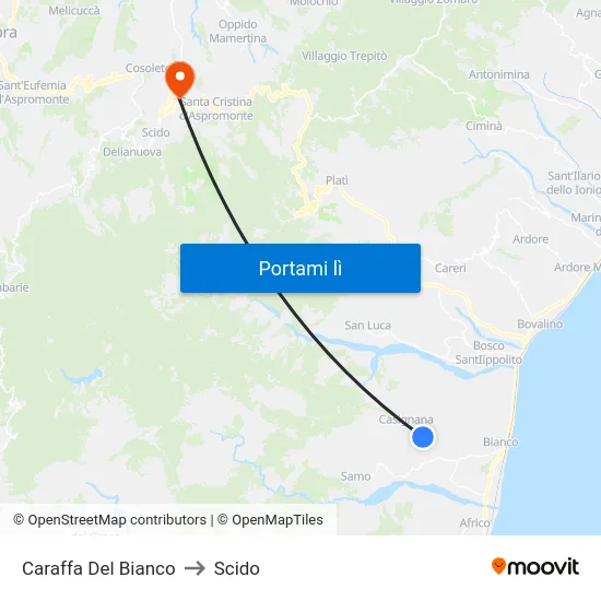 Caraffa Del Bianco to Scido map