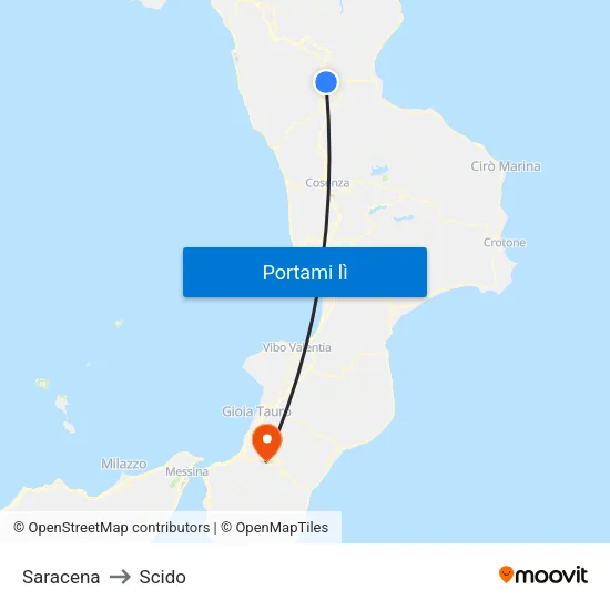 Saracena to Scido map