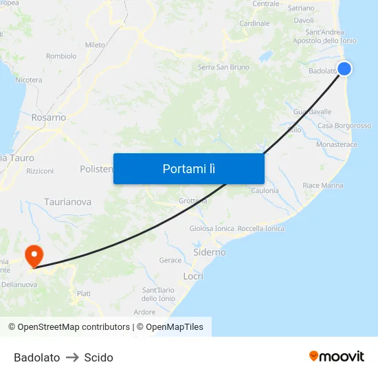 Badolato to Scido map