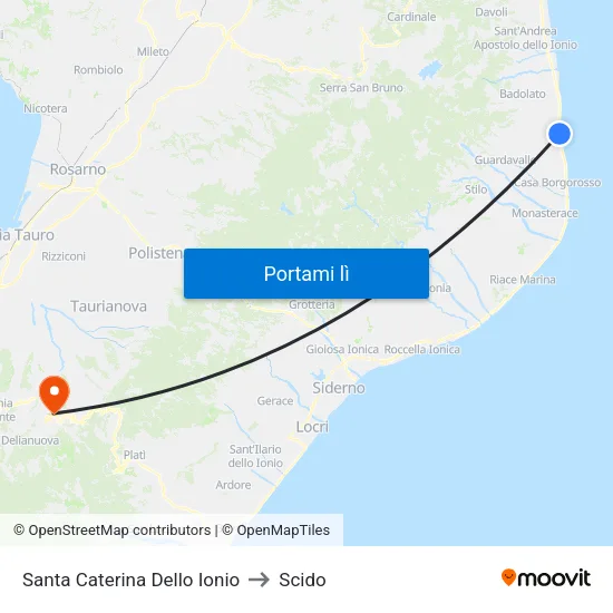 Santa Caterina Dello Ionio to Scido map