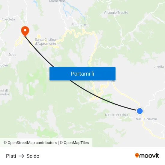 Platì to Scido map