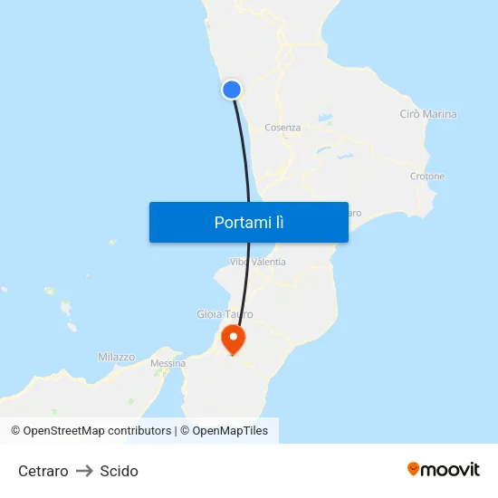 Cetraro to Scido map