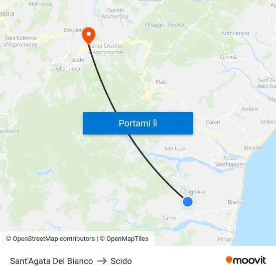 Sant'Agata Del Bianco to Scido map