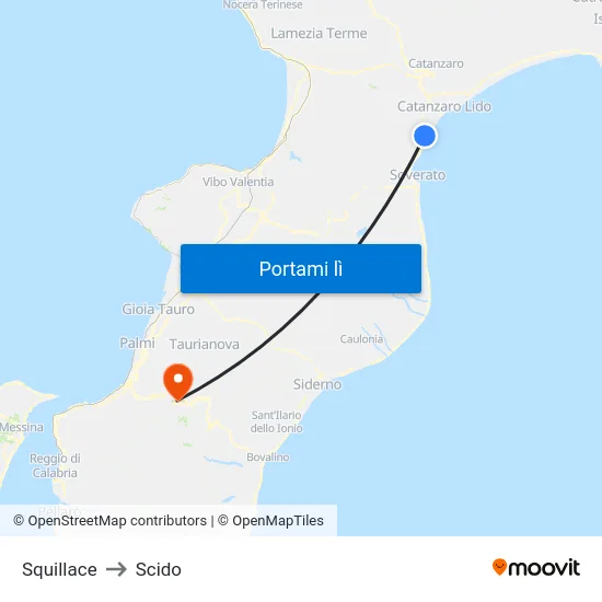 Squillace to Scido map