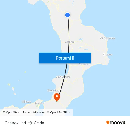 Castrovillari to Scido map