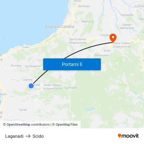 Laganadi to Scido map