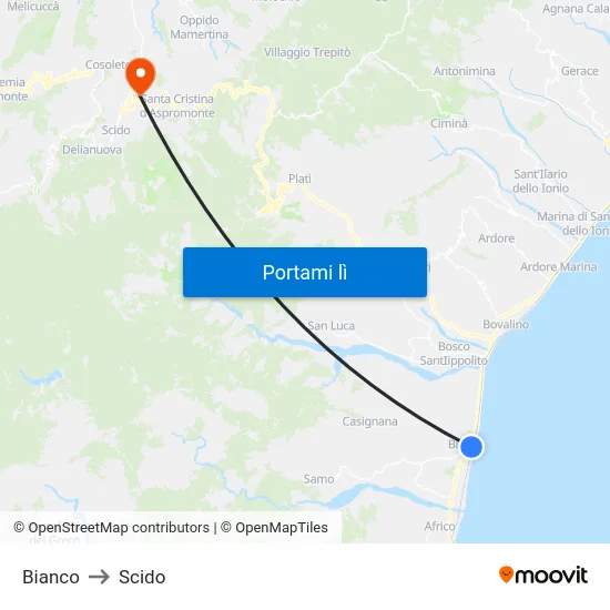Bianco to Scido map