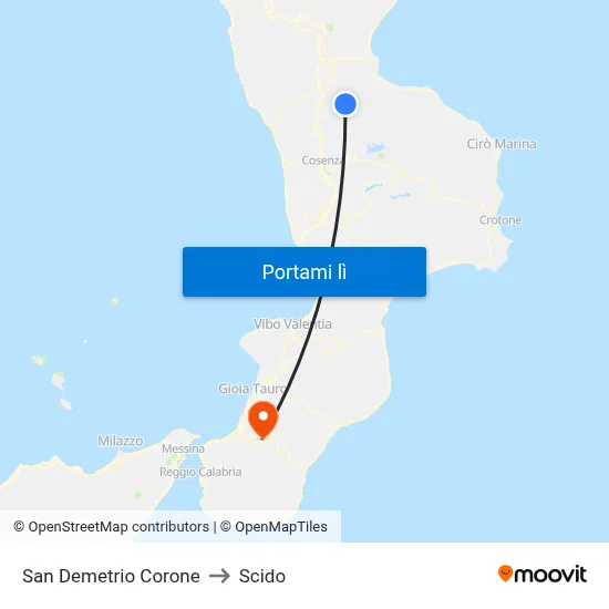 San Demetrio Corone to Scido map
